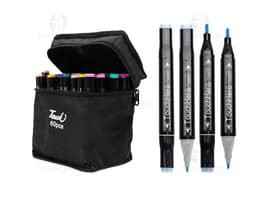 KIT CANETAS MARCADORAS PONTAS DUPLAS 60 CORES