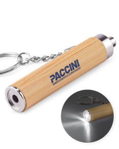 RACHEL Chaveiro em bambu e ABS com lanterna LED