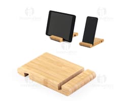 HABER Suporte para celular em bambu com duas canaletas de tamanhos diferentes