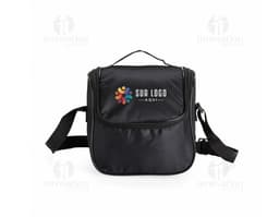 Bolsa térmica de 5 litros com alça ajustável e zíper na cor azul.