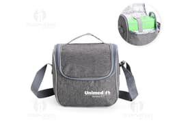 Bolsa térmica de 5 litros com alça ajustável e zíper na cor azul.