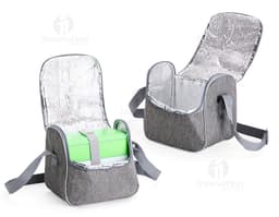 Bolsa térmica de 5 litros com alça ajustável e zíper na cor azul.