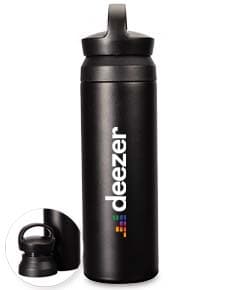 Garrafa térmica de 500ml em aço inoxidável com tampa rosqueável e design moderno.