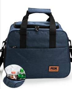 Bolsa térmica de 20 litros, na cor preta, com alças para transporte e zíper na parte superior.