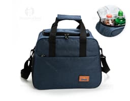 Bolsa térmica de 20 litros, na cor preta, com alças para transporte e zíper na parte superior.