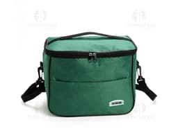 Bolsa térmica de 13 litros em cor azul, feita de material resistente.