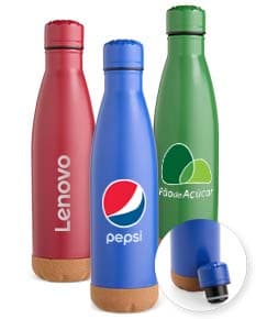 Garrafa térmica transparente de 500ml, vazia e com tampa amarela. Essa garrafa possui design clean e shape moderno, ideal para manter bebidas frias ou quentes.