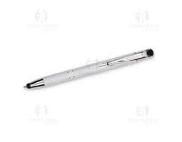 Caneta de metal preta e prata para escrita, com indicador de luz e design elegante. Ideal para uso em escritório, escola