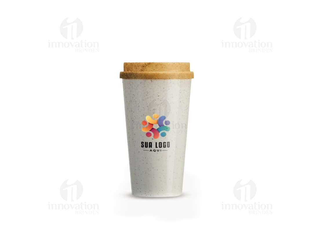 Copo Fibra de Arroz 550ml, um copo de fibra de arroz com capacidade de 550ml, ideal para bebidas quentes e frias. Feito de