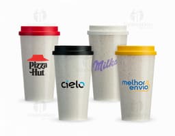 Copo Fibra de Arroz 550ml, um copo de fibra de arroz com capacidade de 550ml, ideal para bebidas quentes e frias. Feito de