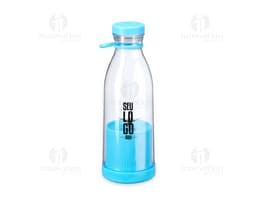 Transparent plastic bottle of 380 ml for beverages. The bottle has a lid and label, ideal for storing liquids such as water