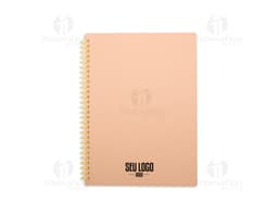 Kraft notebook with a white kraft paper design, inside an empty cardboard envelope. The notebook is open showing blank pages.