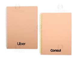 Kraft notebook with a white kraft paper design, inside an empty cardboard envelope. The notebook is open showing blank pages.