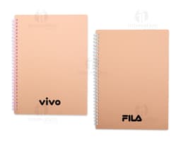 Kraft notebook with a white kraft paper design, inside an empty cardboard envelope. The notebook is open showing blank pages.