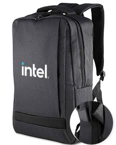 Mochila para notebook em Poliéster 300D preta, com alça de couro, zíper, estilo business, moderno e elegante para viagens e uso no escritório.