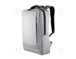 Black 300D Polyester notebook backpack with leather strap, zipper, business style, modern and elegant for travel and office