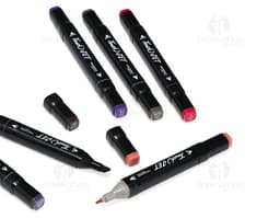 Kit de canetas marcadoras com pontas duplas, perfeito para uso profissional e amador. São 30 unidades em cores variadas