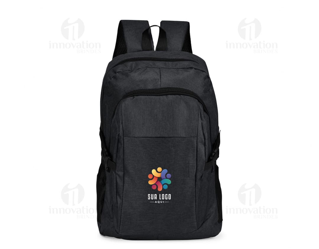 Black 14L Oxford backpack made of leather, modern and elegant, ideal for travel and leisure activities. It has a hand and