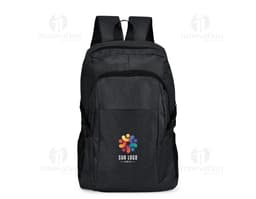 Black 14L Oxford backpack made of leather, modern and elegant, ideal for travel and leisure activities. It has a hand and