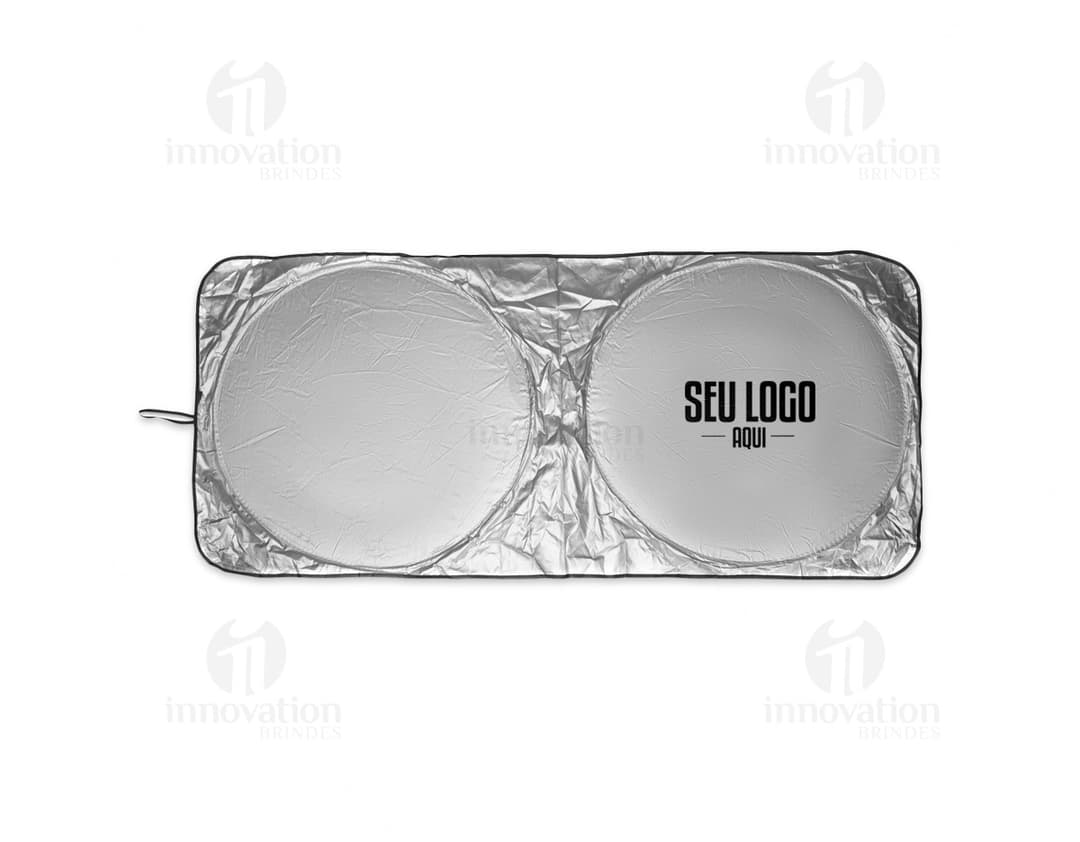 Protetor solar de para-brisa preto e brilhante, com design moderno e tecnologia de proteção UV. Equipamento de proteção para