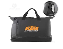 Mala esportiva em PU preta com fecho de zíper, alça de couro, design moderno e elegante. Ideal para viagens, negócios ou uso