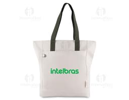 Sacola em Algodão Reciclado 280gm² marrom, vazia, moderna e elegante, com alça e zipper, design colorido e personalizado