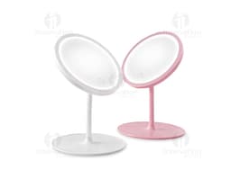 Espejo de mesa plástico con LED en diseño moderno y elegante, con reflexión brillante y colores vibrantes. Ideal para uso en