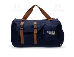 Mala Oxford 23L em couro preto, moderna e elegante, com alça de mão e alça para as costas, ideal para viagens e estilo