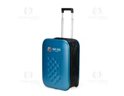 Mala de Viagem Slim 40L em metal cromado, design moderno e brilhante. Possui alça de transporte, fechadura de segurança e