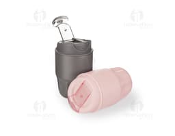 Copo térmico de 250ml, feito de metal e plástico, com tampa e design moderno. Perfeito para manter sua bebida quente ou fria
