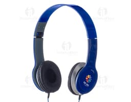 Fone de Ouvido Portátil preto com design dobrável e almofadas acolchoadas.