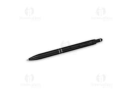 Caneta metal touch colorida em tons de rosa, laranja, preto e amarelo, com ponta para escrita e indicador de luz. Ideal para