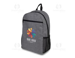 Black 300D polyester notebook backpack, modern and practical, ideal for securely transporting your equipment. The backpack