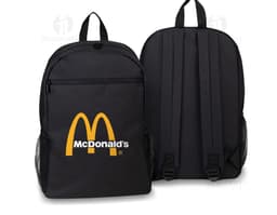 Black 300D polyester notebook backpack, modern and practical, ideal for securely transporting your equipment. The backpack