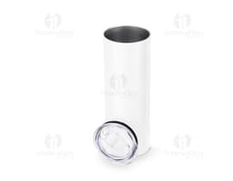 Copo térmico de 600ml com design moderno em material plástico transparente, ideal para armazenar bebidas quentes ou frias.