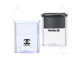 Plastic pen and clip holder in black color.