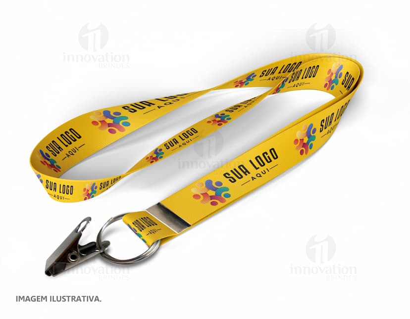 Cordão com jacaré na argola de 85cmx2cm para brindes e chaveiros. Ideal para identificação de chaves e acessórios. Resistente e prático.