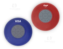 Waterproof speaker with a modern circular design. Completely sealed, made of durable plastic with impeccable sound quality.