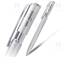 Caneta de metal cromado premium para escrita suave e elegante. Ideal para assinar documentos e ilustrações detalhadas.