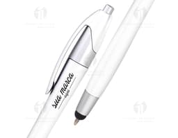 Caneta plástica com touch: ideal para escrita e assinaturas digitais. Perfeita para uso escolar e profissional. Com ponta
