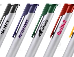 Caneta plástica 53 - Ideal para escrita suave e precisa. Com corpo resistente e tinta de qualidade, perfeita para uso no