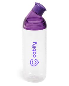 Bottle plastic de 900ml com tampa amarela. A imagem mostra um squeeze transparente, clean e fresh, adequado para armazenar líquidos como água, shampoo, gel, entre outros.