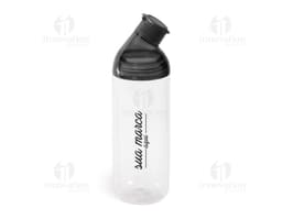 Bottle plastic de 900ml com tampa amarela. A imagem mostra um squeeze transparente, clean e fresh, adequado para armazenar