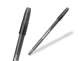 Caneta plástica com tampa carga seca para um escrita suave e duradoura. Ideal para uso escolar e profissional. Disponível em