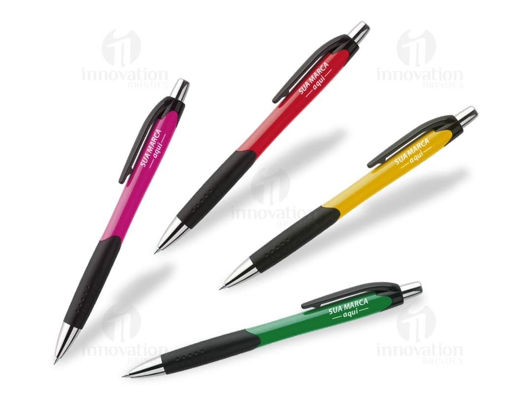 Caneta plástica - 202: Conjunto de canetas coloridas de alta qualidade para escrita suave e nítida. Ideal para uso no