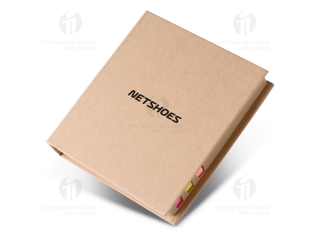 Bloco de anotações ecológico feito de papel reciclado, ideal para organizar suas tarefas diárias. Embalagem sustentável e sem