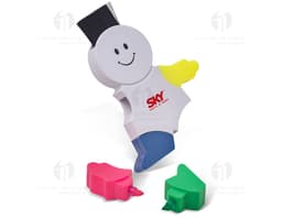 Caneta plástica com marca texto - 10: Ilustração de personagem divertido e fofo em vetor. Ideal para uso corporativo