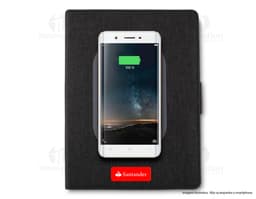 Bloco de anotações com powerbank: Praticidade e tecnologia em um só produto. Perfeito para armazenar suas ideias e garantir
