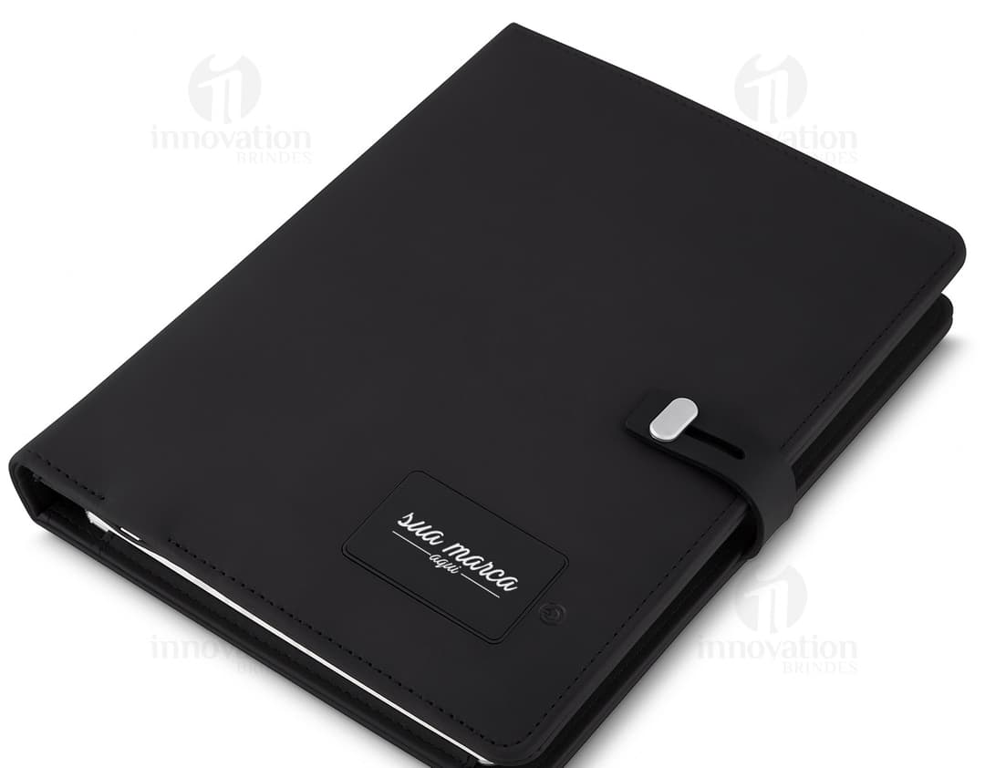 Bloco de anotações com powerbank, o item essencial para manter suas ideias sempre registradas e com bateria extra! Perfeito