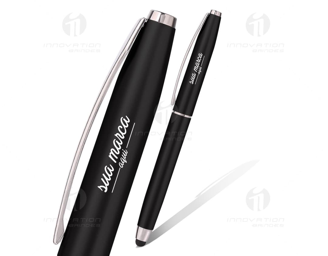 Caneta plástica com touch - 09: Escreva com estilo e precisão utilizando esta caneta versátil e moderna. Perfeita para uso no